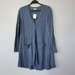 NWT J.Jill XSmall Blue‎ Heather Ink Lightweight Tunic Cardigan Sweater